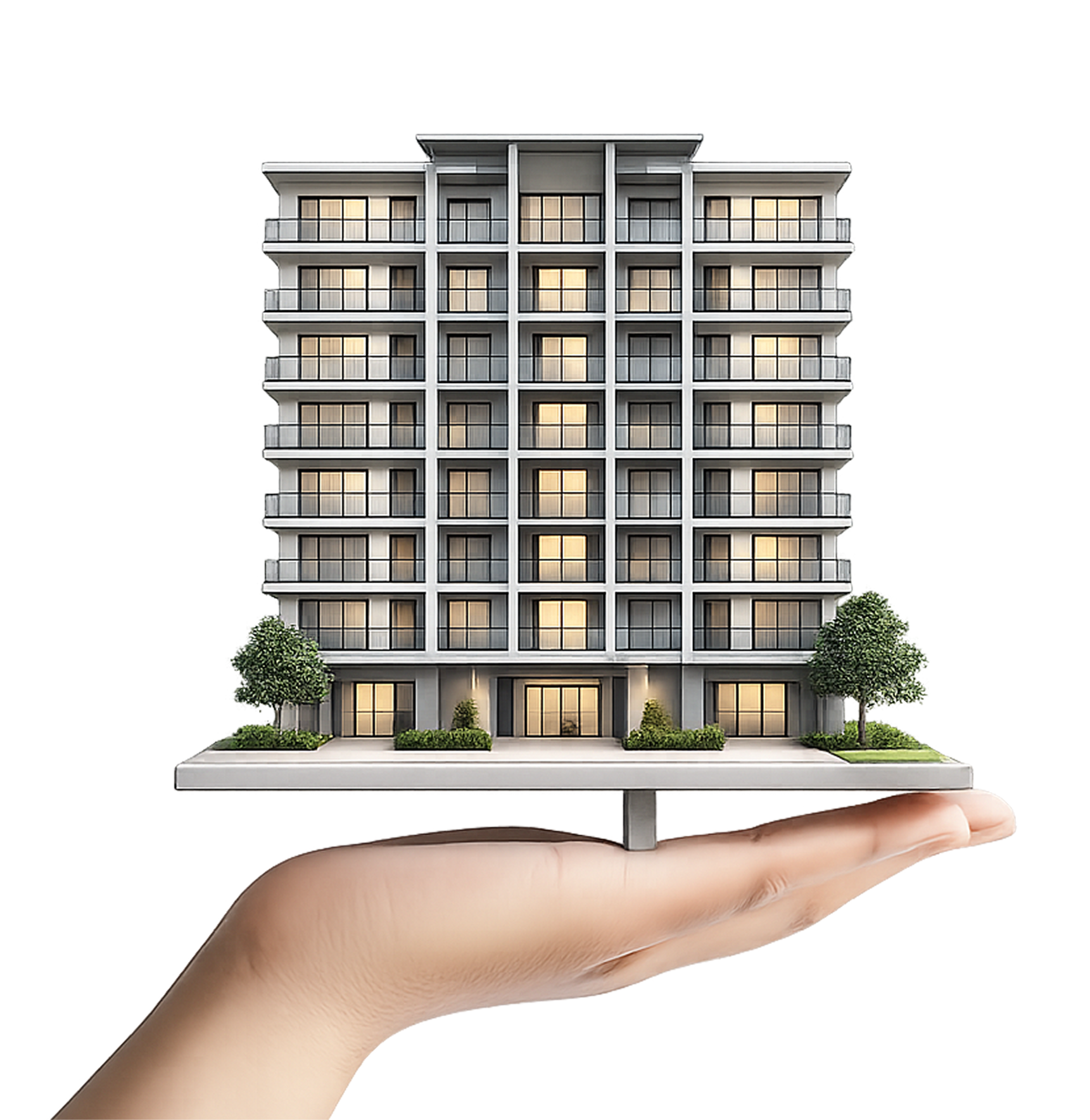 Hand holding building